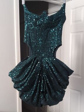 Sequin Mini Dress in Green Size XS